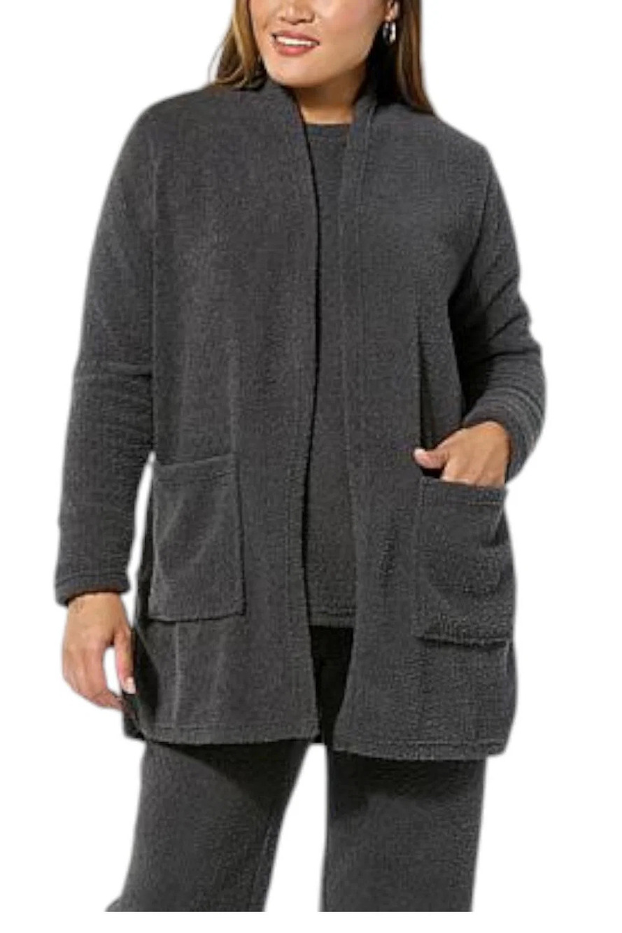 Comfort Code Women's Average Marshmallow Knit Cardigan Charcoal - Petite